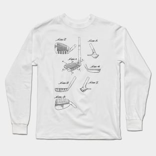 Golf Club Vintage Patent Hand Drawing Long Sleeve T-Shirt